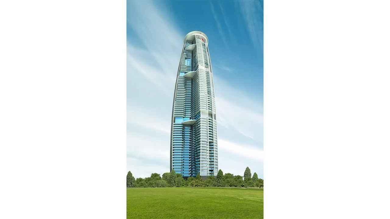 Brys Buzz Noida, birdseye, alternate angle showing the sky garden