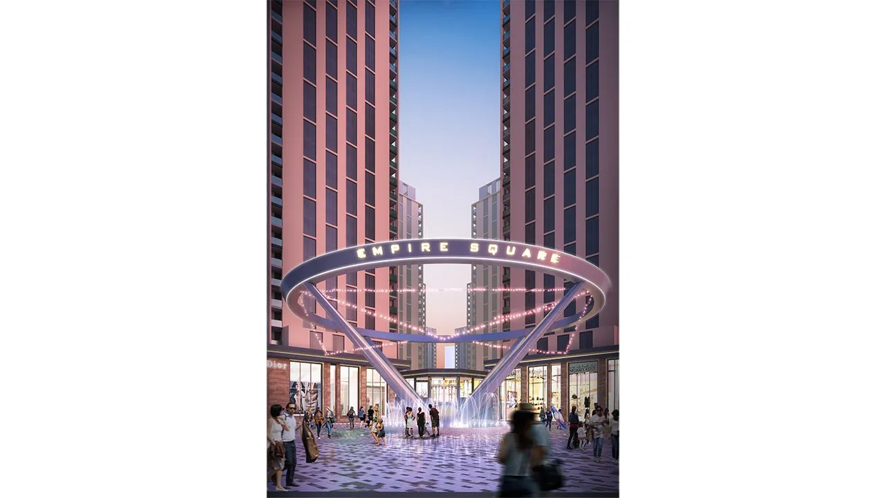 Empire World, street view from the plaza edge