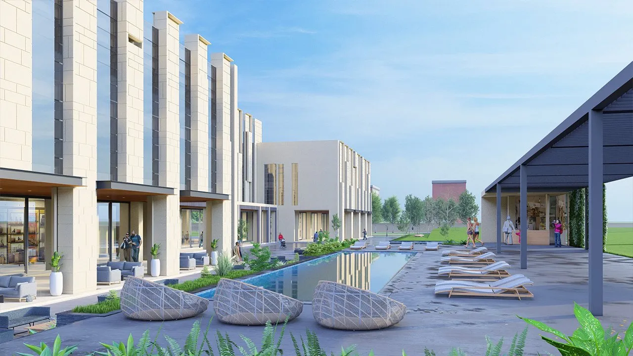 Garowe Resort, facade detail, vertical fin language